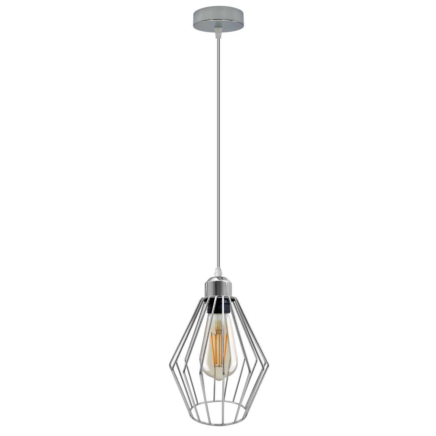 Chrome Retro Vintage Loft Style Ceiling Lamp Shade Easy Fit E27 Base Screw~4293