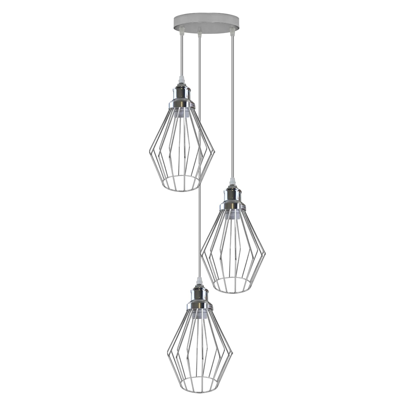 Chrome 3 Head Round Ceiling Lamp,E27 Screw Adjustable Hanging Light Fixture~4209