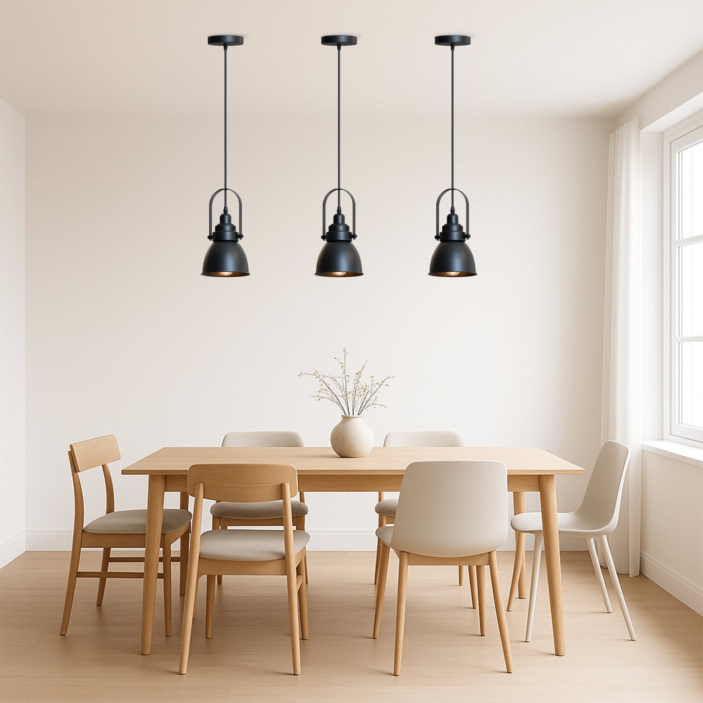 Black Metal Single Head Adjustable Pendant Light~6117
