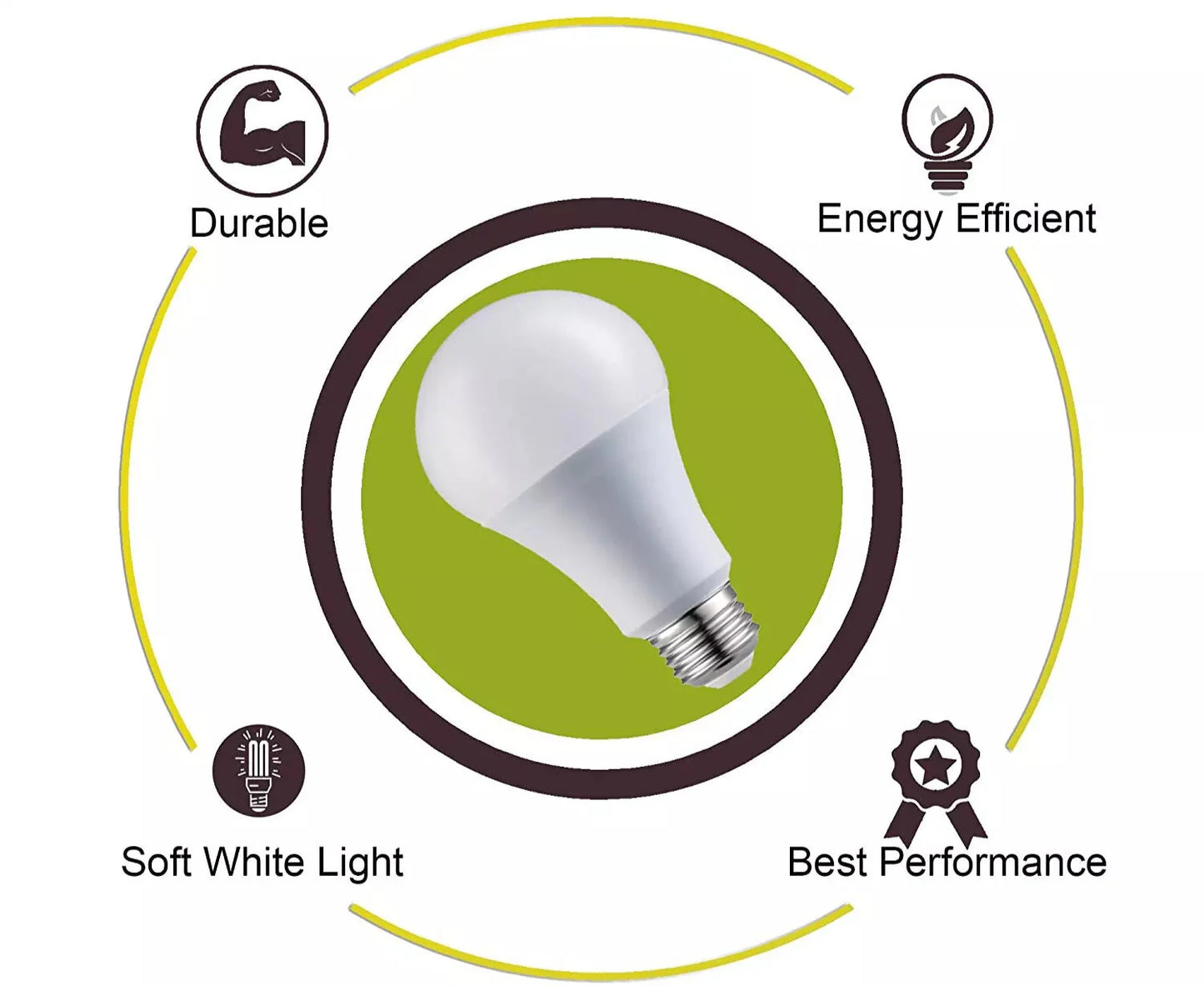 5 Pack-A60_E27 Bulb Standard Base_LED 6000K White Light Bulbs~1950