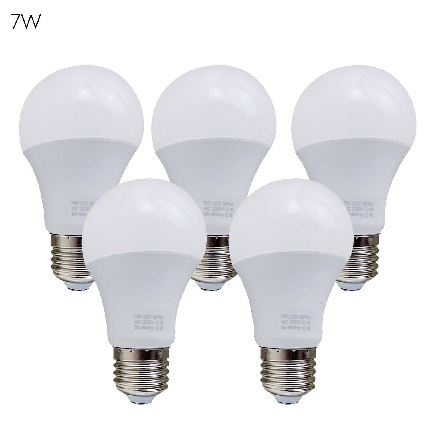 5 Pack-A60_E27 Bulb Standard Base_LED 6000K White Light Bulbs~1950