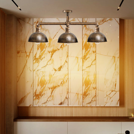 3 Pendant Pipe Light Vintage Industrial Suspended Arm 3 Head Ceiling Lamp E27 ~3596