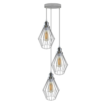 Chrome 3 Head Round Ceiling Lamp,E27 Screw Adjustable Hanging Light Fixture~4209