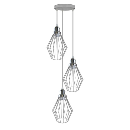 Chrome 3 Head Round Ceiling Lamp,E27 Screw Adjustable Hanging Light Fixture~4209
