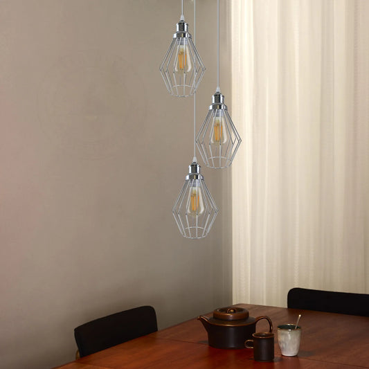Chrome 3 Head Round Ceiling Lamp,E27 Screw Adjustable Hanging Light Fixture~4209