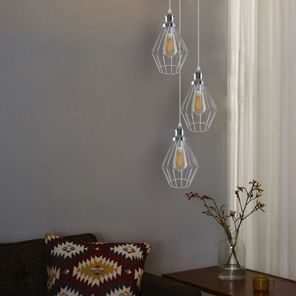Chrome 3 Head Round Ceiling Lamp,E27 Screw Adjustable Hanging Light Fixture~4209