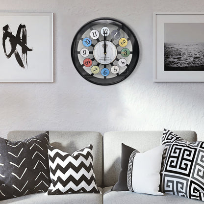 Black Glass Wall Clock - Easy to Read Colourful Numbers ~5201