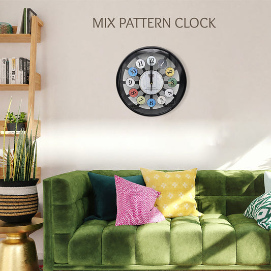 Black Glass Wall Clock - Easy to Read Colourful Numbers ~5201