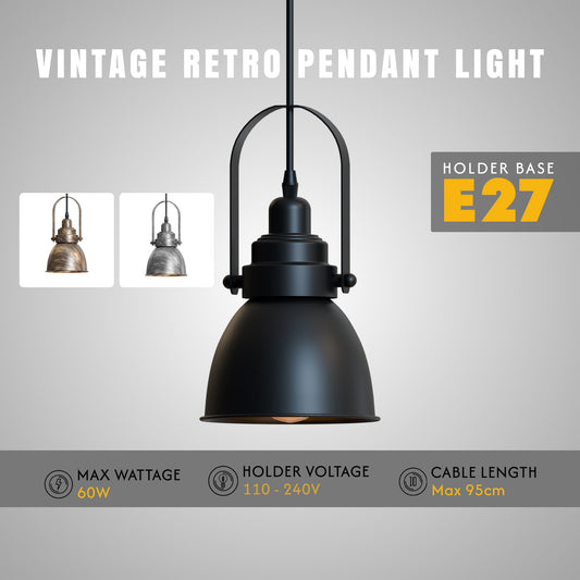 Black Metal Single Head Adjustable Pendant Light~6117