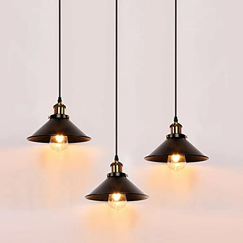 3 Pack Industrial Rustic Pendant Light Vintage Metal Lampshade Ceiling Lamp  ~3567