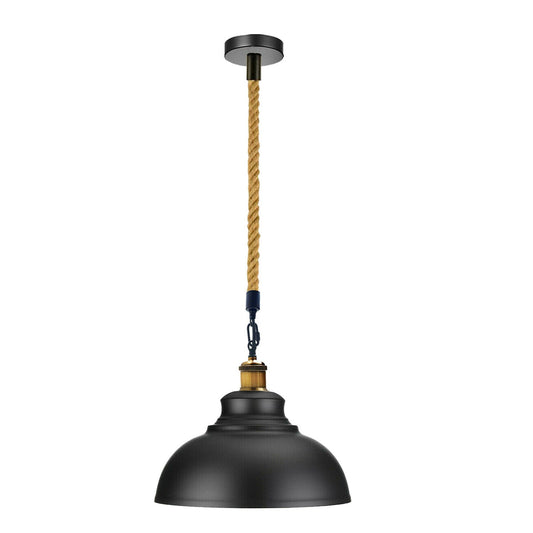 Black Ceiling Industrial Pendant Shade Modern Hemp Hanging Retro Light~1936