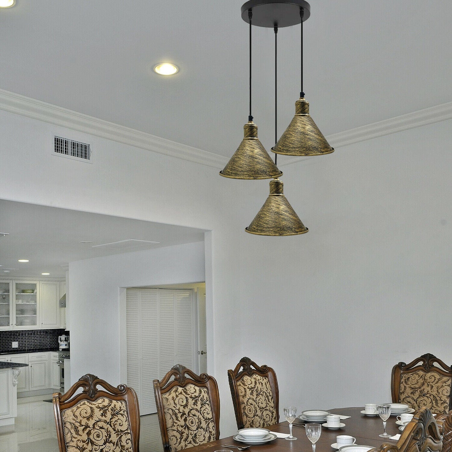 3 Head Pendant Light Chandeliers Industrial Metal Cage Wire Frame Loft Ceiling~1543