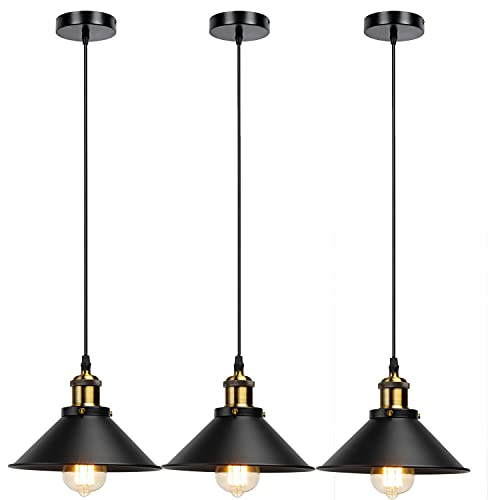 3 Pack Industrial Rustic Pendant Light Vintage Metal Lampshade Ceiling Lamp  ~3567