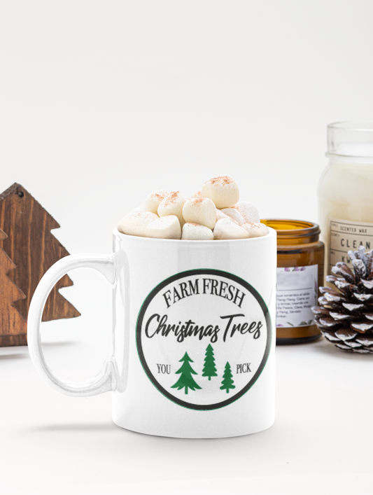 Farm Fresh Christmas Trees You Pick Christmas Ceramic Mug-0