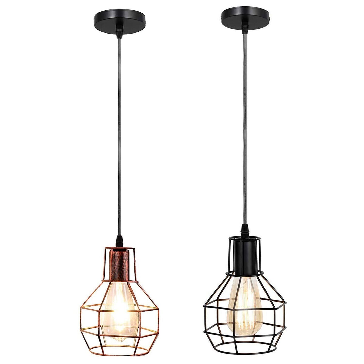 Vintage Ceiling Pendant Light Cage Lampshade Hanging Light Fitting ~5795