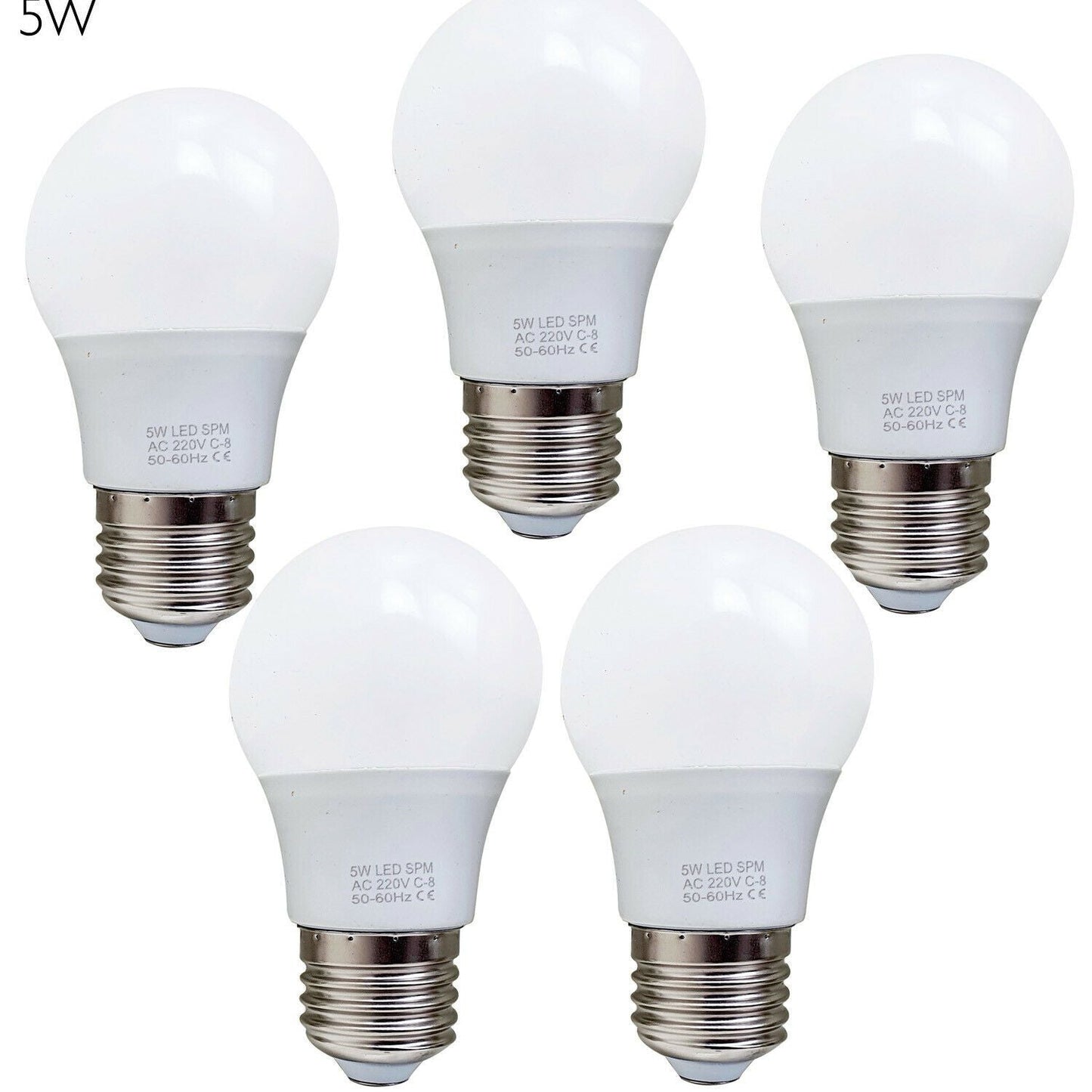 5 Pack-A60_E27 Bulb Standard Base_LED 6000K White Light Bulbs~1950