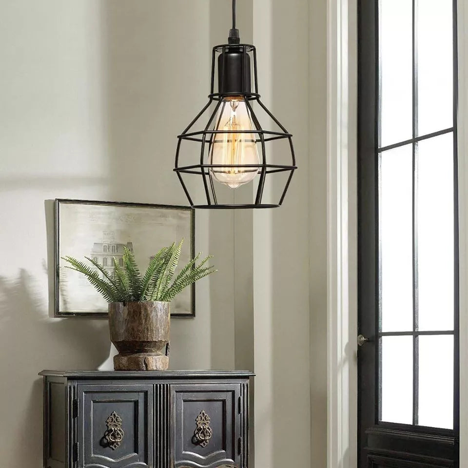 Vintage Ceiling Pendant Light Cage Lampshade Hanging Light Fitting ~5795